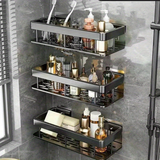 Luxury NoDrill Stainless Steel Bathroom Storage Shelves