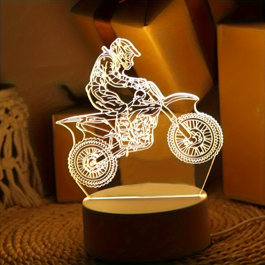 3D Motocross LED Night Light  USB Powered Decor Lamp