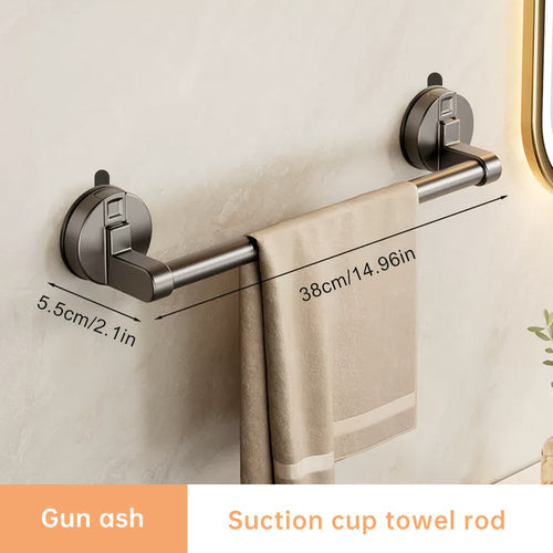 Modern Musurjoy Chrome Towel Rack with Suction Cup