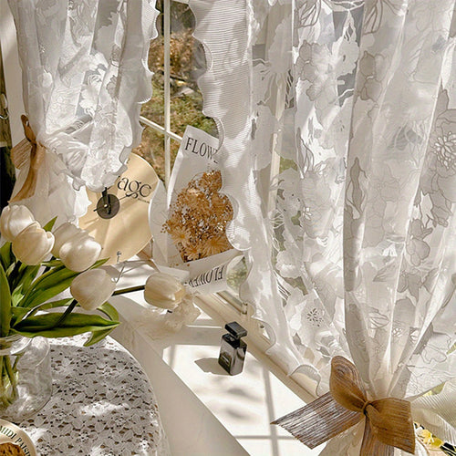 Elegant French Rose Sheer Curtain for Home Decor