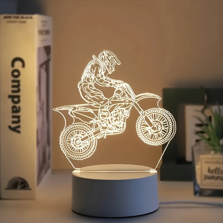 3D Motocross LED Night Light  USB Powered Decor Lamp