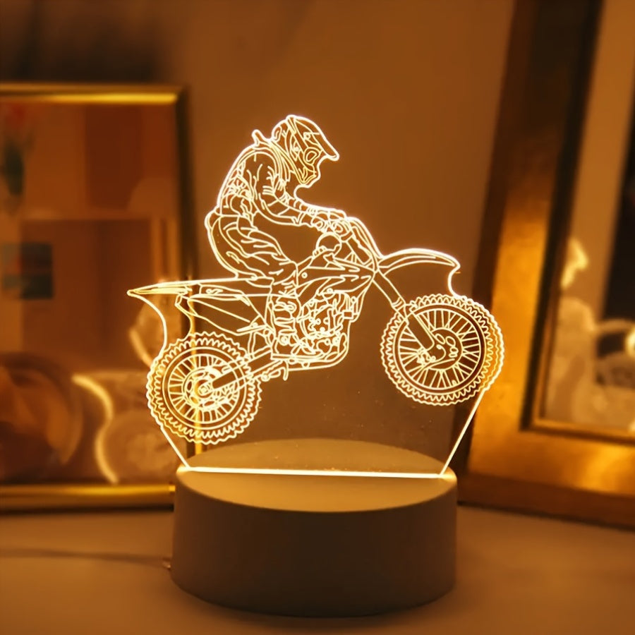 3D Motocross LED Night Light  USB Powered Decor Lamp