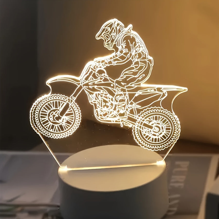 3D Motocross LED Night Light  USB Powered Decor Lamp