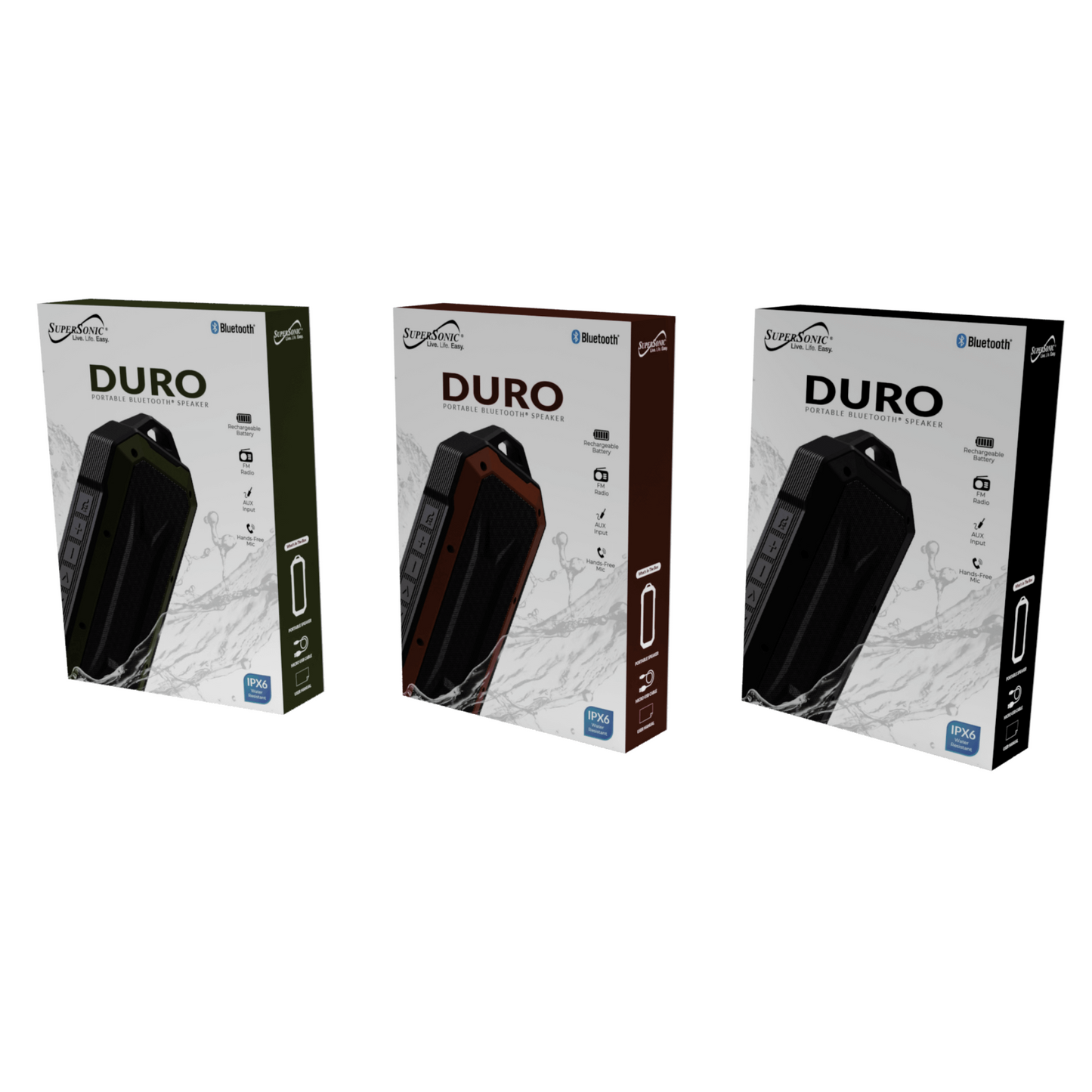 Duro Water-Resistant Portable Bluetooth Speaker, Shockproof & FM