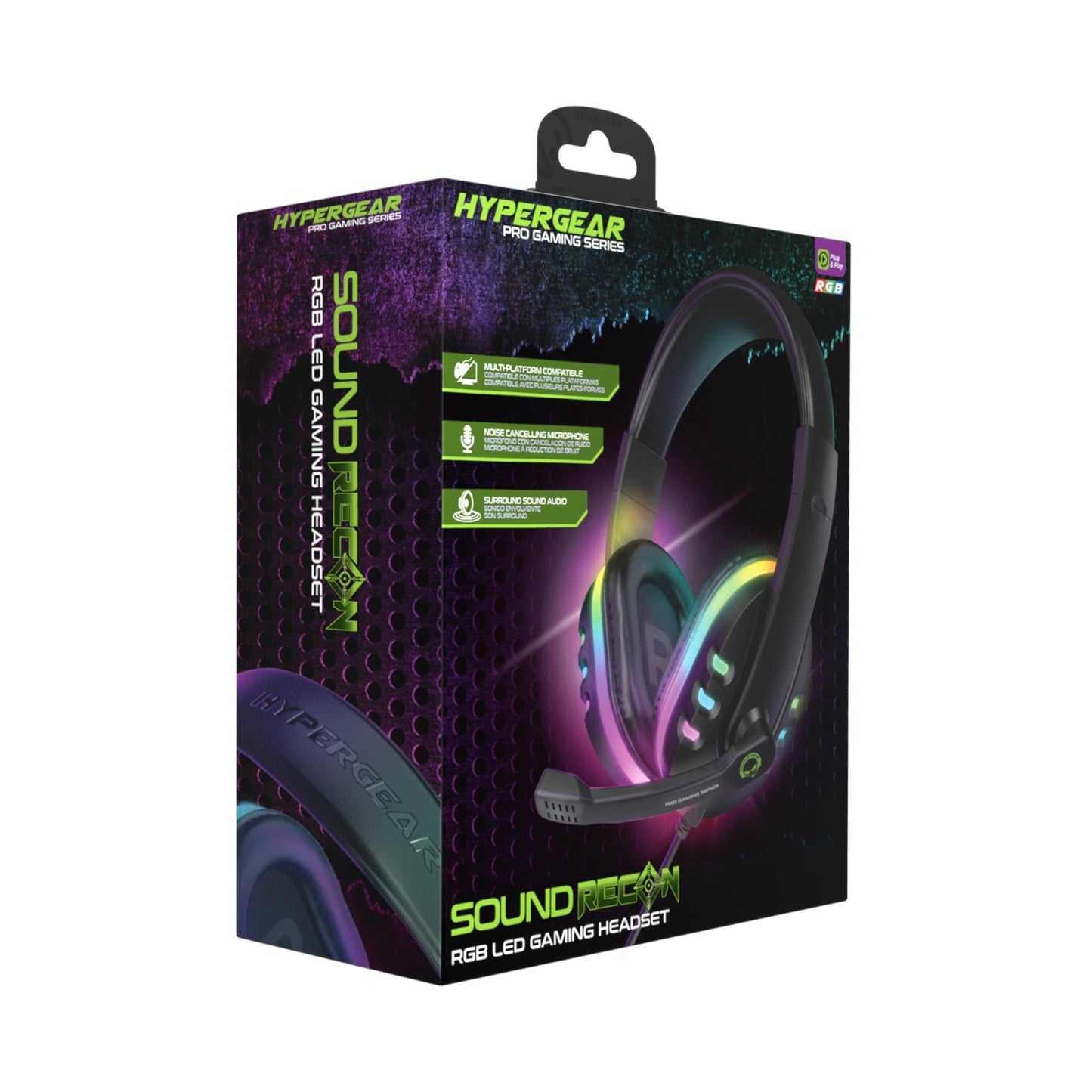 HyperGear SoundRecon RGB LED Gaming Headset w 7 Color Lights & Mic